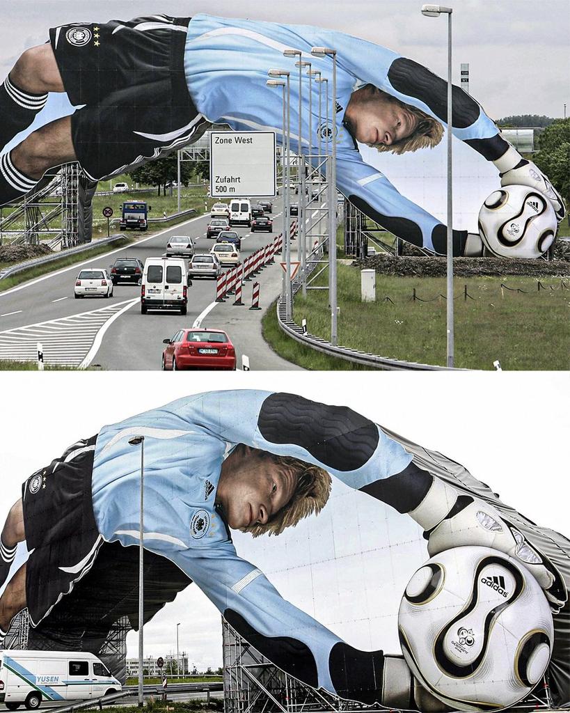 This Oliver Kahn bridge in Munich during 2006 World Cup 

Incredible