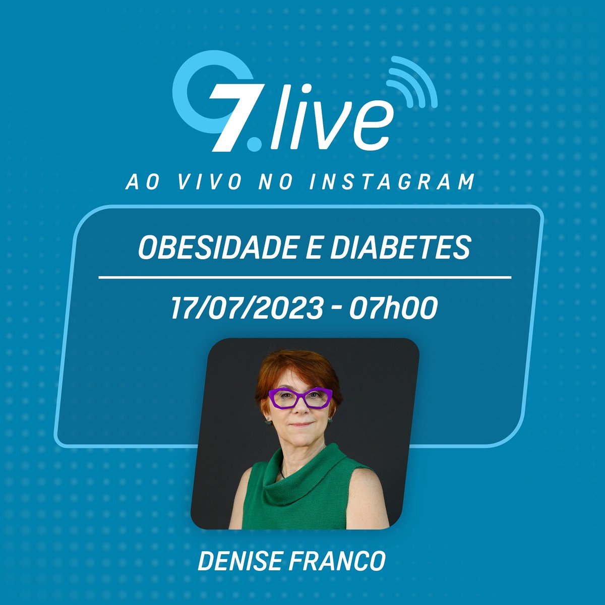G7diabetes's tweet photo. ✅ 17/07/2023 
🕣 07h00
📝 Obesidade e Diabetes https://t.co/n1xjlORXPR