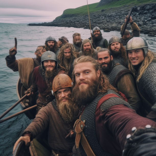 Happy Friday everyone. I had AI generate selfies from important moments in Canadian history. I use AI to raise interest in Canadian history by presenting it in a fun way. 1. Vikings arriving in Newfoundland in 1000 CE. 🧵1/13