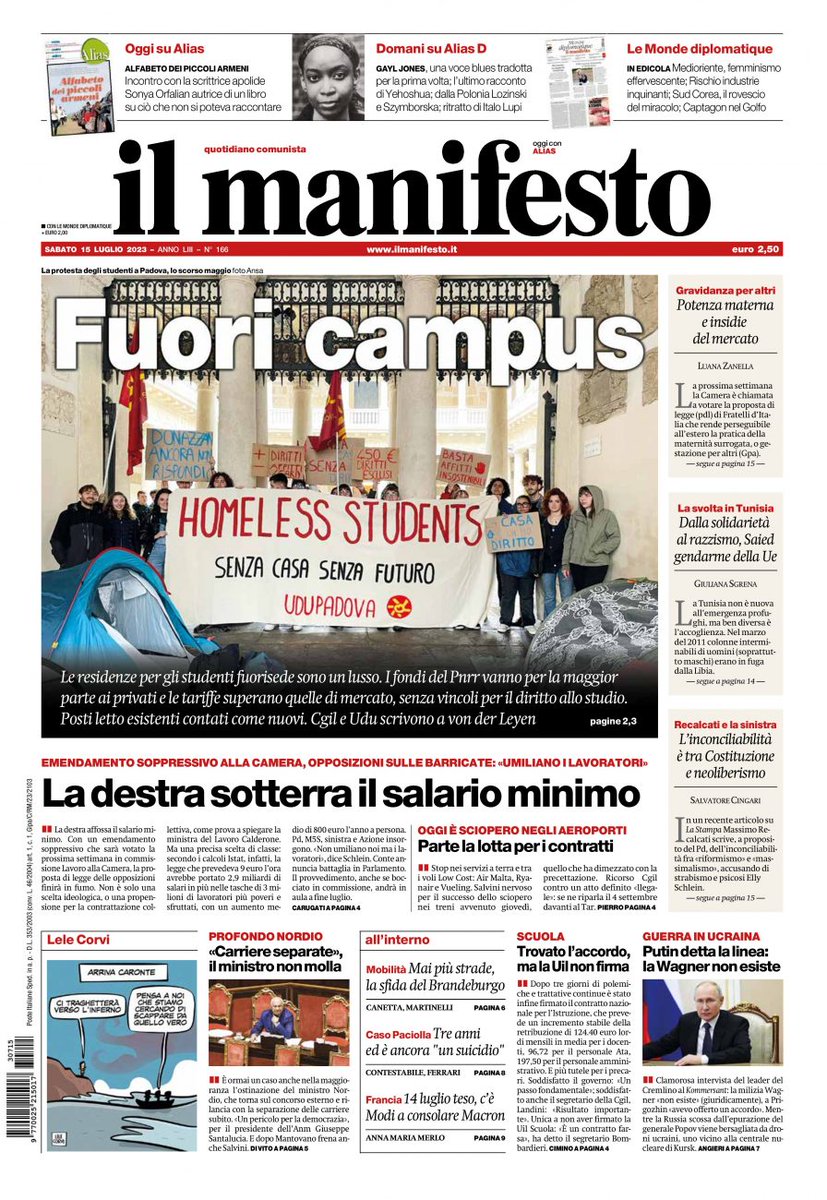 Le residenze per gli studenti fuorisede sono un lusso. I fondi del Pnrr vanno per la maggior parte ai privati e le tariffe superano quelle di mercato, senza vincoli per il diritto allo studio. Cgil e Udu scrivono a von der Leyen

#ilmanifesto #laprima #15luglio