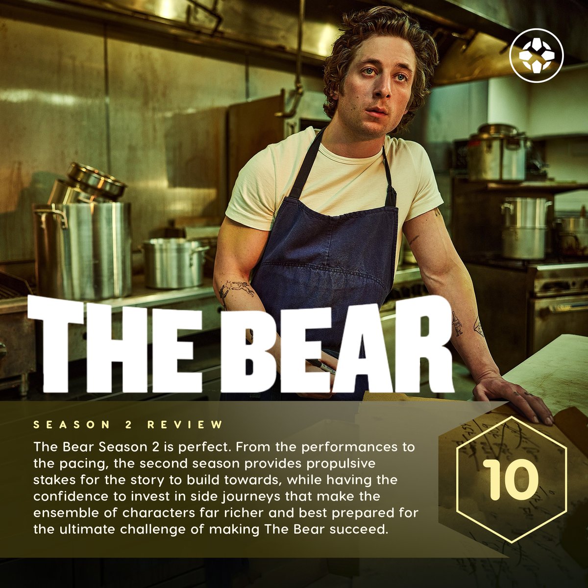 IGN's tweet photo. The second course of The Bear serves up the perfect bite of anxiety and growth. 

Our review: https://t.co/CVGGYQOOwm https://t.co/FrcOFaY010