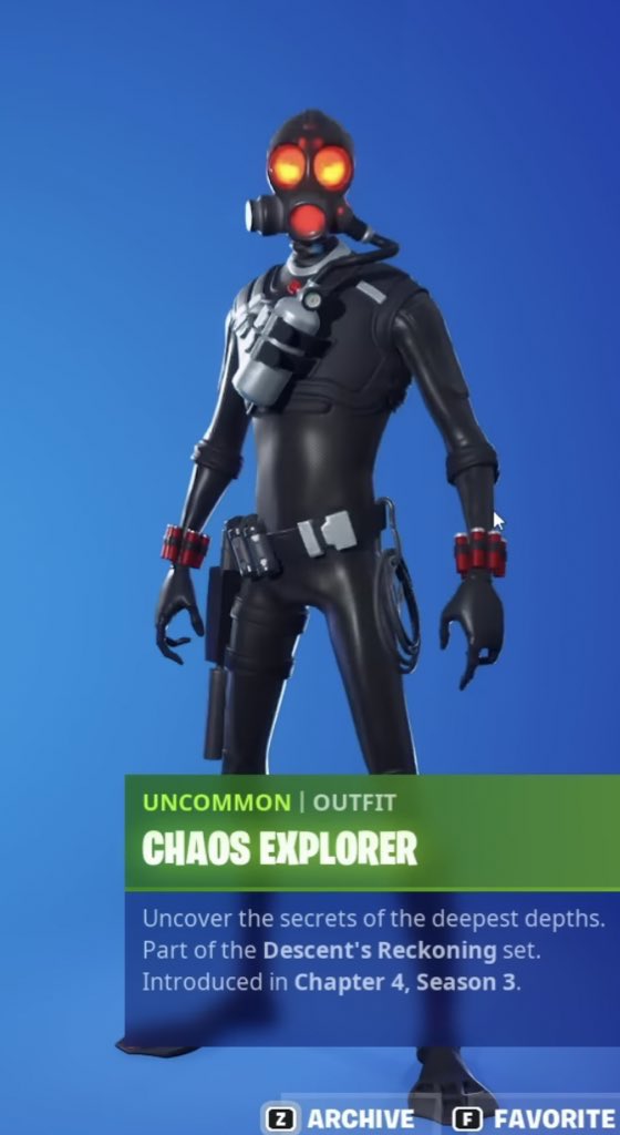 FortnitePV2's tweet photo. @ShiinaBR The NEW Chaos Explorer skin will be in the Fortnite Item Shop tonight. Interact with this tweet if you’d like to be gifted it or sent a V-Bucks code to purchase it. https://t.co/ibQHeWlckd