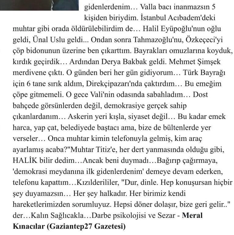 Bu Yazıyı İyi Okuyun !!!

O Geceyi Yaşayanlar Tam Net Anlayacaklar… 

Şimdi Kalkıpta 15 Temmuz Naarası Atmasınlar. 

 Meydana Gelenlerden Birisi Şahsım <a href="/mtahmazoglu/">Mehmet Tahmazoğlu 🇹🇷</a> , <a href="/uslu2727/">Ünal Uslu</a> , <a href="/avhakankurt/">Av. Hakan KURT</a> ,  <a href="/EyupOzkececi/">Mehmet Eyup Özkeçeci</a> (omuzumuzdaki çöp kutusunun bizzat çıkarttım ) ve <a href="/deryabakbak27/">Doç. Dr. DERYA BAKBAK 🇹🇷</a> ile