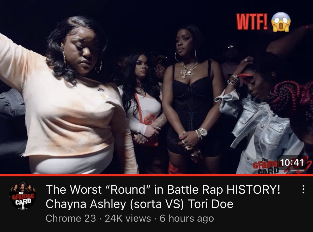 HouseofColors_'s tweet image. Chrome 23 released the battle of Chayna Ashley vs. Tori Doe from #TheGrudgeCard. The league labeled Tori’s “rounds” as “The Worst Round In Battle Rap HISTORY.” 😬 #HouseofColors #Chrome23 #BattleRap #hiphop #news #WomenInHipHop #Rap 

(📹: @ChromeTwenty3 @RuinYourDayNow)