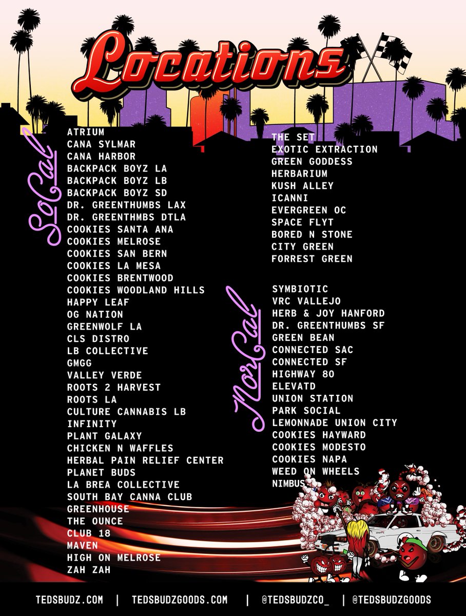 Tedsbudzco_'s tweet image. Menu Drop Locations‼️ #tedsbudz
#breadfactory #superdope #gooniez #zatix #creamcity