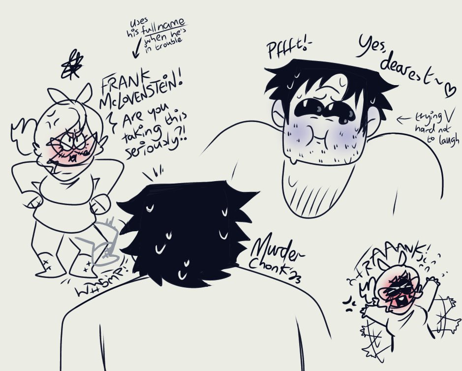 FlutterBnuuy's tweet photo. Silly little doodle inspired by a video that @Etteu_gab shared w me 🤭 
Flutter does the bunny stomps when she’s MAD 😡 but Frank finds it v e r y hard to take this seriously. Which makes her even more mad! \(>o<)/
#FlutterFrank #SpookymonthFrank https://t.co/AzoOyfjX3o