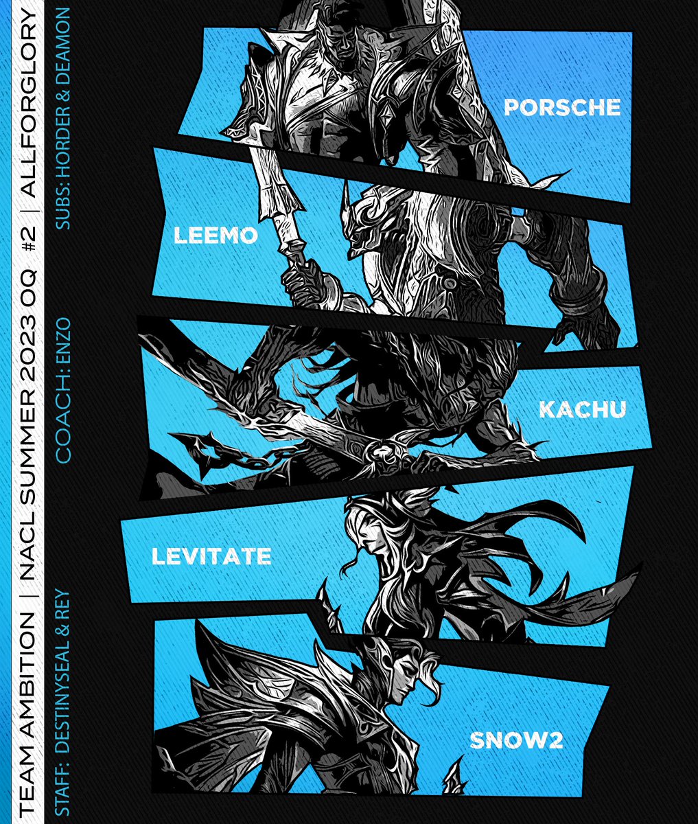 Introducing our 2023 NACL Summer Qualifiers #2 Sharks! Top: @TCporsche Jungle: @LeemoLoL Mid: @kachulol ADC: @Levitatelol Support: @lol__Snow2 Subs: @Horder_NA | @deamon_lol Coach: @EnzoNevLOL Analyst: @DestinySeally Manager: @Pichilote3 #TAWIN | #HolyShark |…