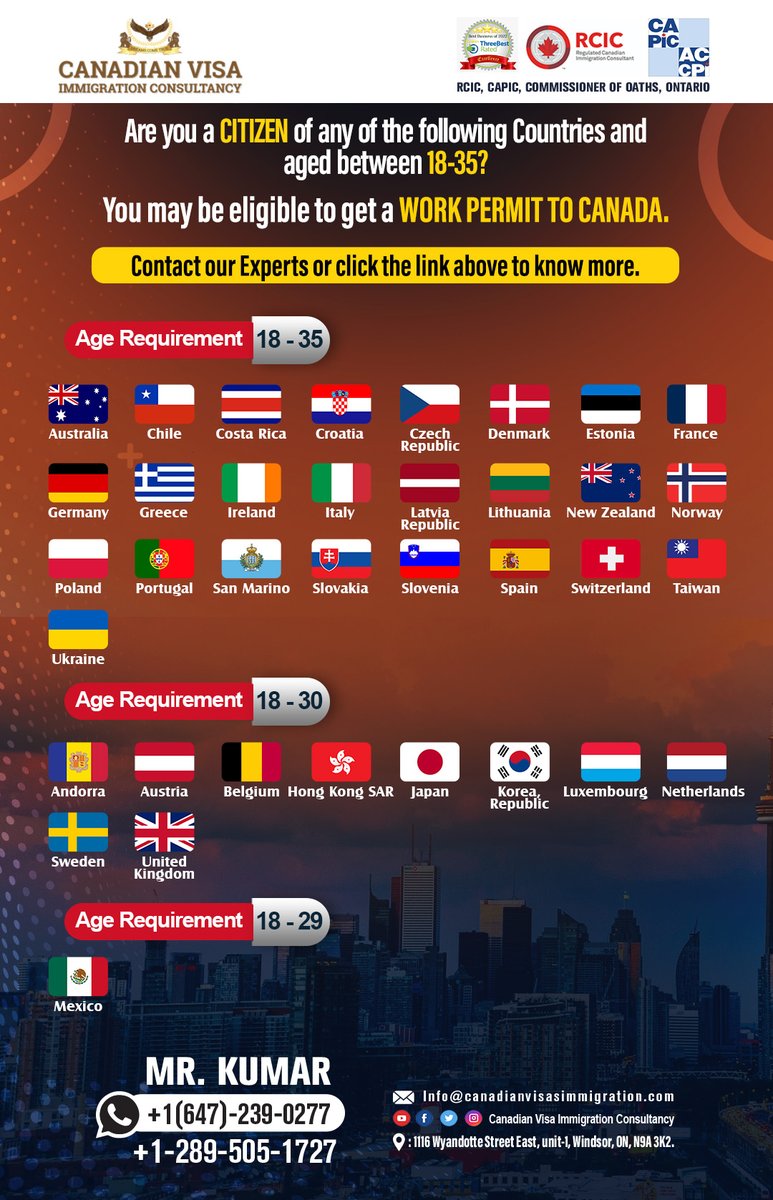 CanadianVisaIm1's tweet photo. Work and travel in Canada with International Experience. Are you interested? If you're 18 to 35 come work and travel in Canada. It's a government program designed to help you.
To learn more visit- https://t.co/YNg8xoPRtH https://t.co/qIJfTI5sgr