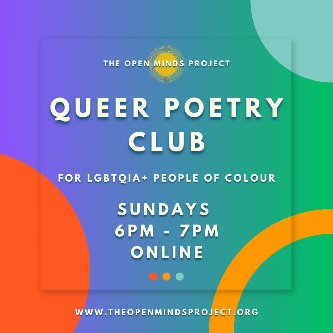 💜  Who knew there were so many budding poets out there? We host a weekly poetry club and we're very happy to welcome all queer people of colour to the space.

It's a low key way to write, share and chill out on a Sunday evening. 

You can sign up here: buff.ly/2QPF6bc 💚