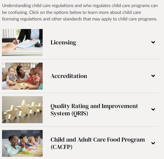 MegBiallas's tweet photo. How are #childcare programs regulated and how do those regulations help keep your child safe &amp; healthy? Find info on child care licensing, quality ratings, &amp; more: https://t.co/zhkx5orLBE Questions? Contact a @childcareaware specialist by phone at (800) 424-2246 or via live chat. https://t.co/P5bTveSWD9