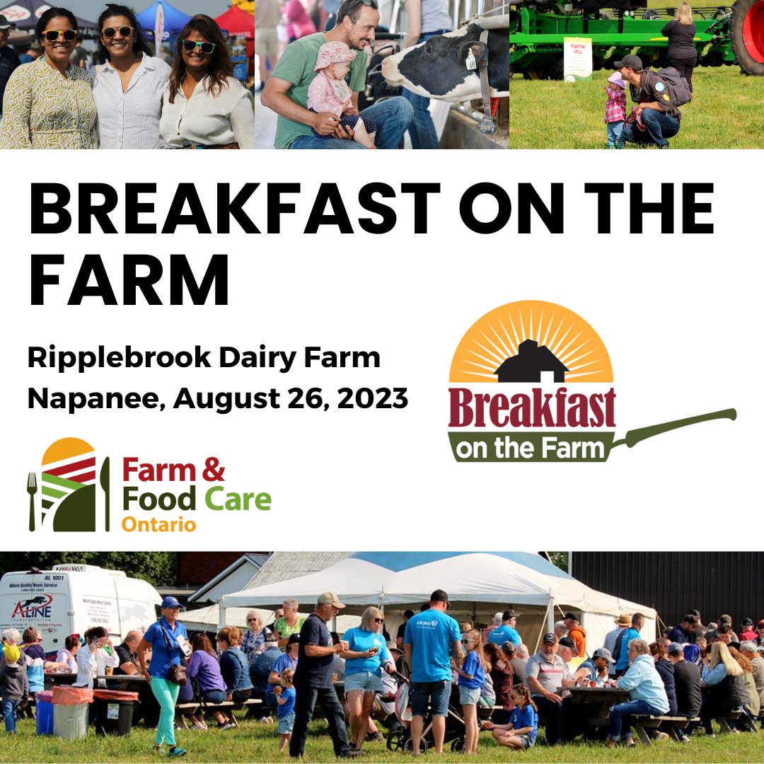 Did you hear the news?! Breakfast on the Farm will be in Napanee on Saturday, August 26, 2023. We look forward to welcoming you to Ripplebrook Dairy Farm! Tickets are available now: eventbrite.ca/e/630289281207