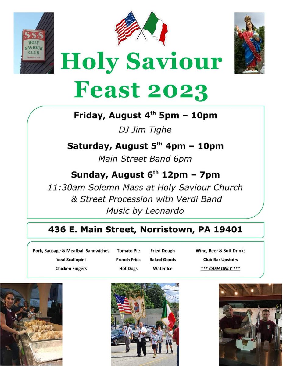 ConshyBakery's tweet photo. SAVE THE DATE: Norristown's Italian Festa is back!
August 4th
August 5th
August 6th
#Norristown #ItalianFeast #FestaItaliana #food #livemusic #montcopa https://t.co/nWkMTzh1UQ