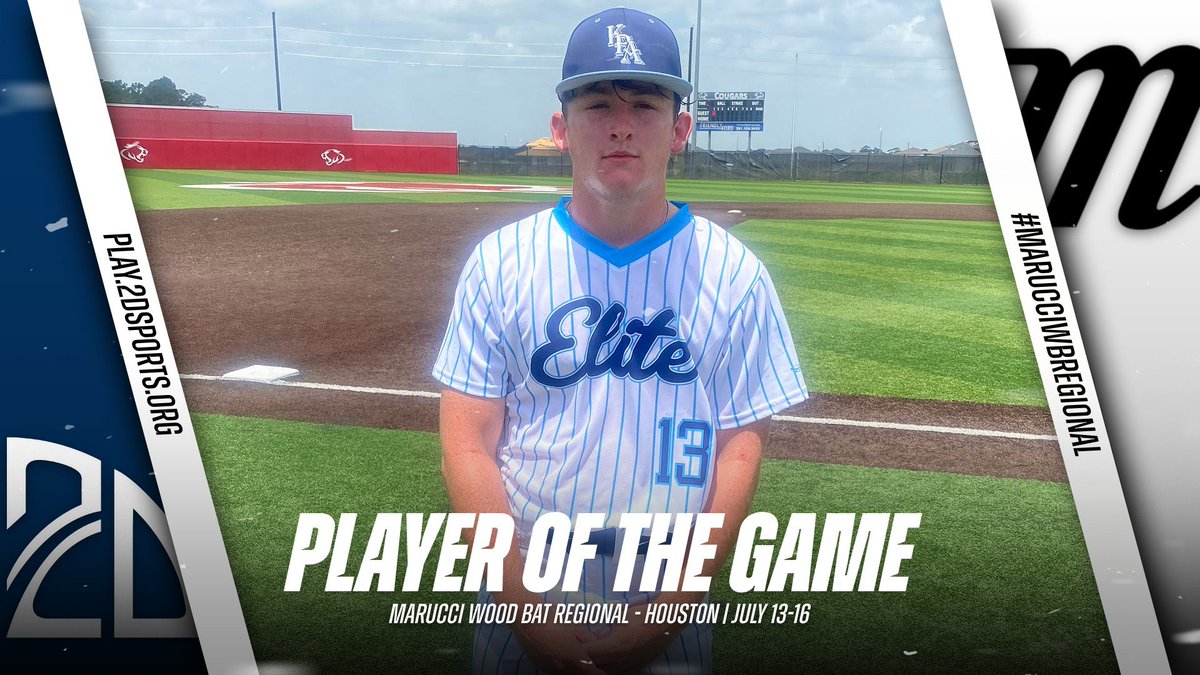 ⭐️ PLAYER OF THE GAME ⭐️

Hayden Braren: 7IP 9K 2H
Summer Team: @KbaElite 

@2DsportsTX 
#MarucciWBRegional