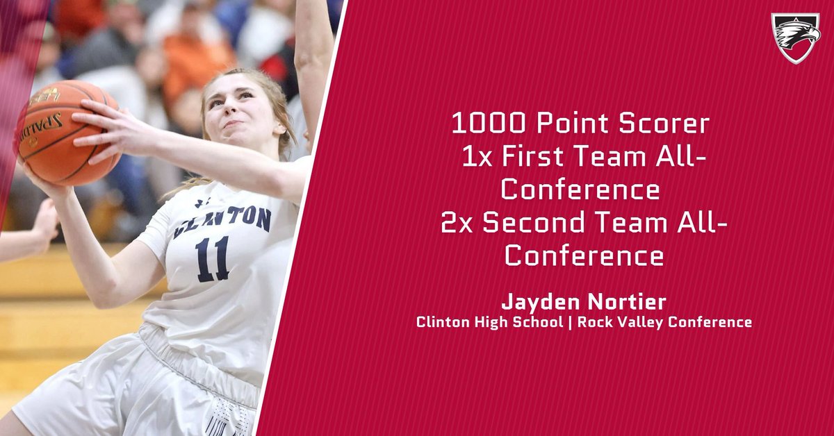 edgewoodwbb's tweet photo. Next up in our Class of 2027 🦅

@JaydenNortier14 

Another Rock Valley baller, Jayden is joining us from Clinton High School where she scored over 1000 points in her career and was a three-time all-conference honoree🔥

We’re so glad you’re an Eagle ❤️ https://t.co/dbNMx0uoCV