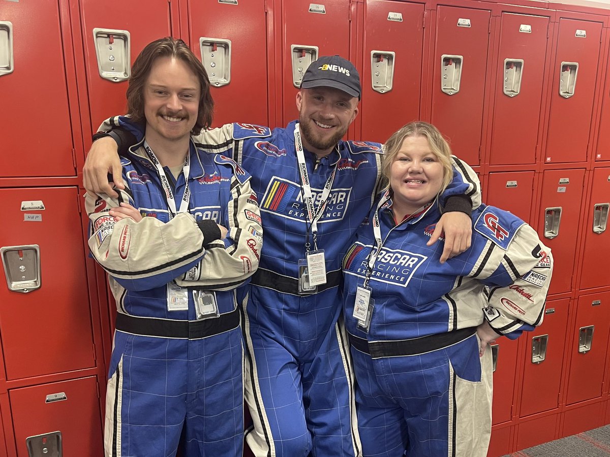 We’re doing a thing today! A few of us from the <a href="/8NEWS/">8News WRIC Richmond</a> crew are driving race cars. We’re getting ready to go fast <a href="/RichmondRaceway/">Richmond Raceway</a>. #nrerichmond <a href="/NASCARRaceExp/">NASCAR Racing Experience</a> <a href="/TylerJThrasher/">Tyler Thrasher</a> <a href="/TannockBlair/">Tannock Blair</a>