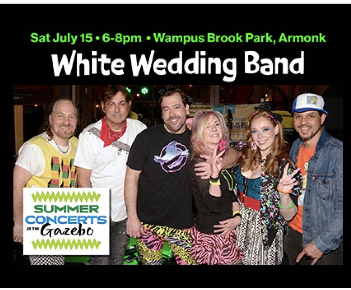 This Saturday July 15, Come on down to the New Castle Summer Concert at Wampus Brook Park Gazebo 6-8pm !!
Get ready for the trip back to the 1980s!!! #armonkny #wampusbrookpark #80stributeband #80smusic #80s #80sarethebestdecade