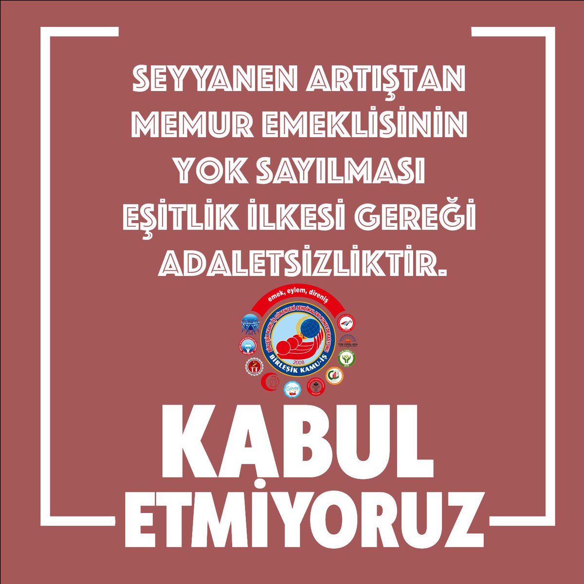 Kamu emekçilerinin sorunlarının Yüzdelik ve Ek Zamlarla çözülmesi mümkün değildir.
#kabuletmiyoruz #MemurHakkınıAlamıyor