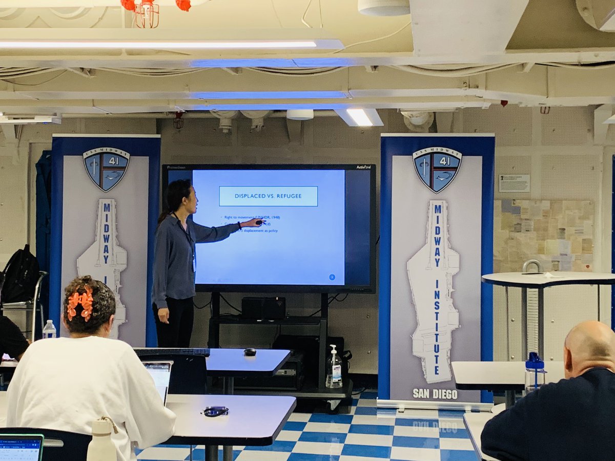 MidwayEducators's tweet photo. Last day of our two week seminar featured Nancy Kwak on the Vietnam War refugee experiences and Quang Pham on his family story. #VietnamWar #TeacherEducation #ussmidway https://t.co/fqdIvS9YTO