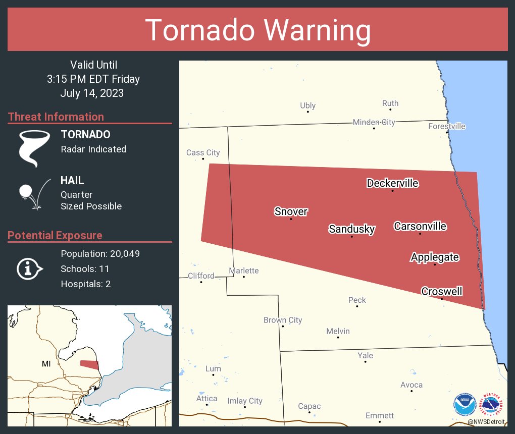 RT @NWStornado: Tornado Warning including Sandusky MI, Croswell MI and  Lexington MI until 3:15 PM EDT https://t.co/jlPWHpckjL