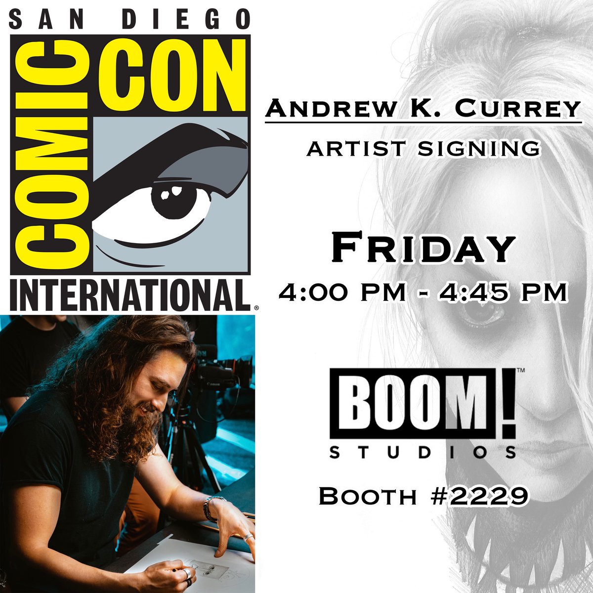 One week from today!
This is my first time ever doing a signing and meet-and-greet, and am very excited to be doing it at #sandiegocomiccon .
So come by the @boom_studios booth
 # 2229 and say hello!

📸: @mostlypointing 

#sdcc #boomstudios #siktc #somethingiskillingthechildren