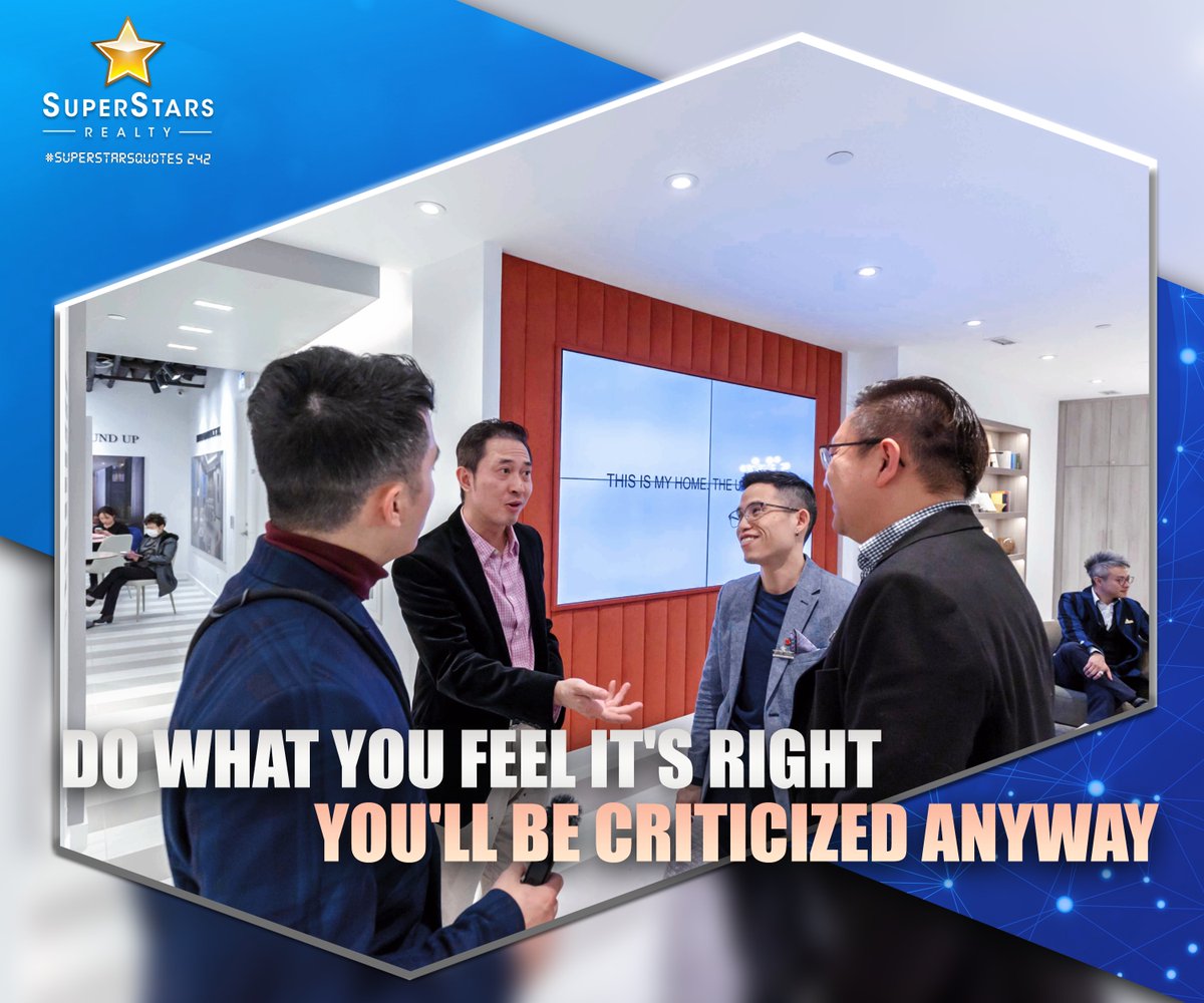 listpalhomes's tweet photo. #SuperstarsQuote of the day:
"DO WHAT YOU FEEL IT'S RIGHT, YOU'LL BE CRITICIZED ANYWAY."
https://t.co/ov9MDhRMDj
#SuperstarsQuotes #SuperstarsRealtyQuotes #Quotes #MotivationalQuotes #InspirationalQuotes #Quotestagram #LifeQuotes #RealEstateQuotes #EntrepreneurQuotes https://t.co/3QrPoZtNDL