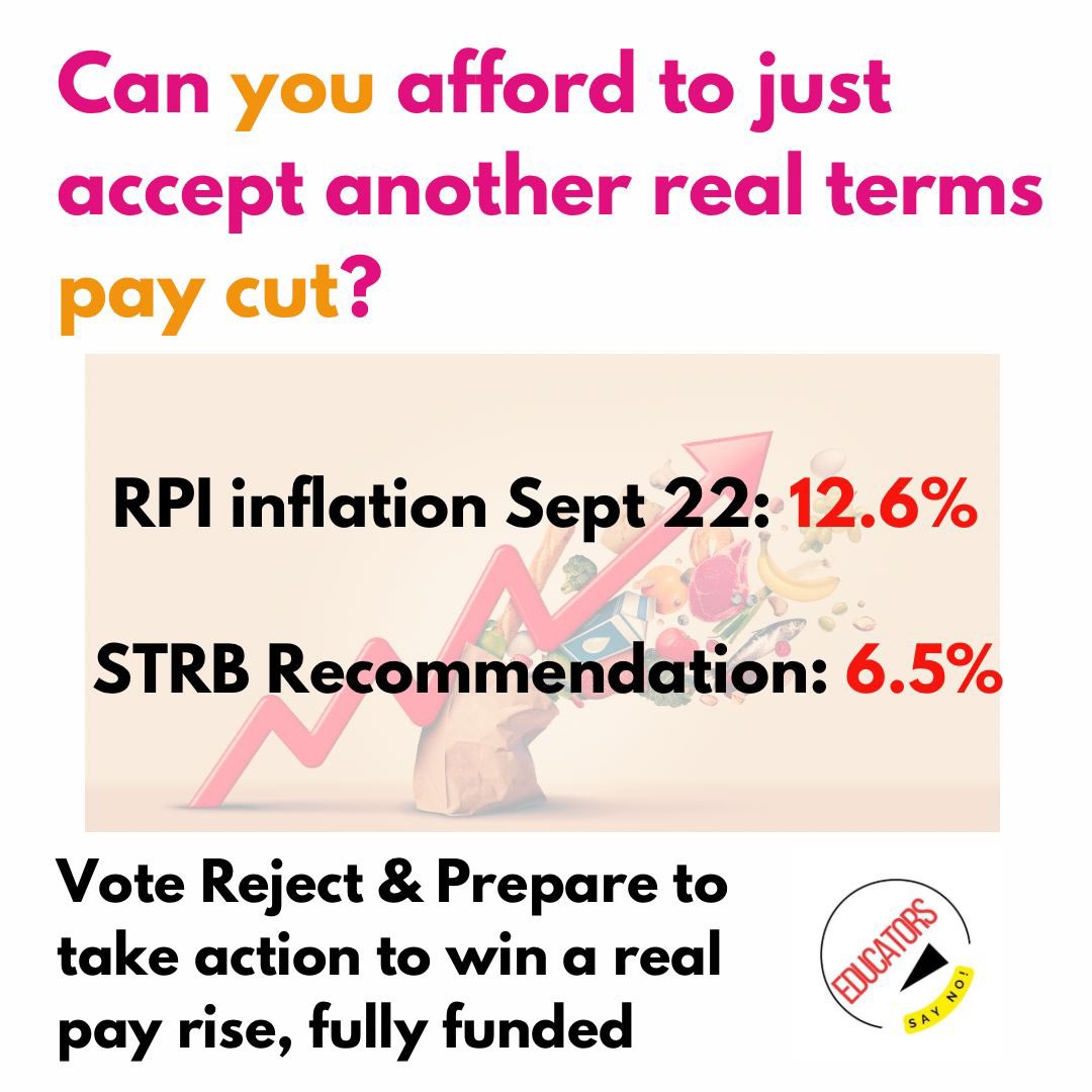 #NEU #EducatorsSayNo #VoteReject The rotten deal agreed by the education unions with the government does NOT match inflation and is NOT fully funded