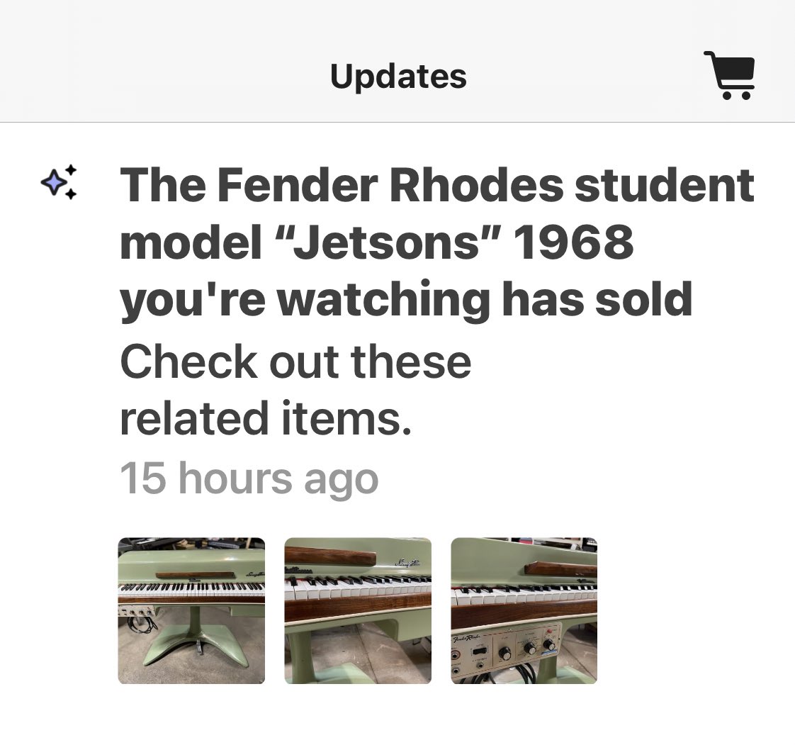 I see someone bought the #FenderRhodes 1968 “Jetsons” electric piano I was drooling over on @reverb 
😭😭😭
I’m fine. I’m F I NE 😭😭😭