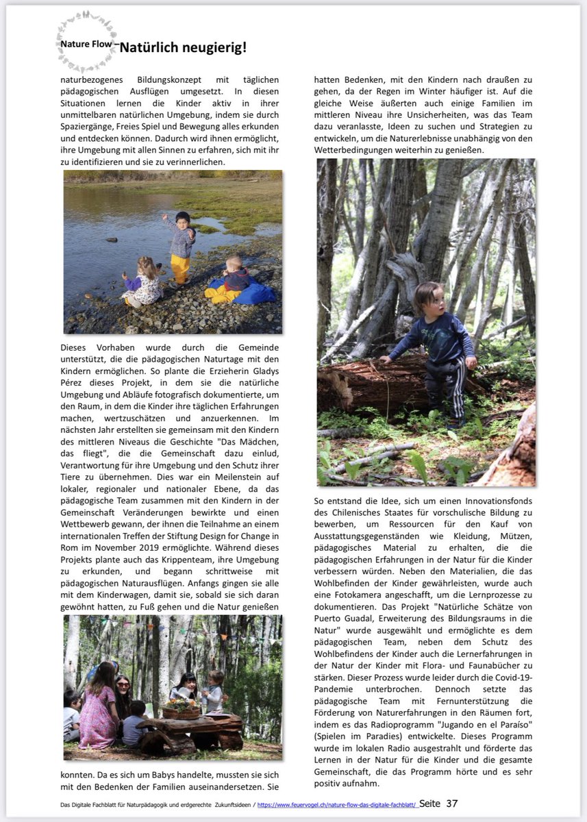 JUNJI_Aysen's tweet photo. #PuertoGuadal #JunjienlaPrensa Nuestra querida comunidad educativa del JI #ElParaíso fue destacado por la revista Suiza de educación #NatureFlow. Dando a conocer el maravilloso trabajo que realizan y el gran aporte que ha significado el profesional Matías Knust https://t.co/iH6s3Sl6bQ