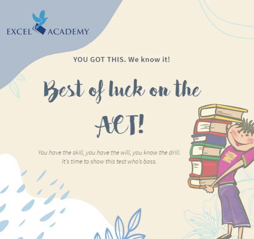 Hey students! 🎓📚 Tomorrow is the big day, you've got this! 💪🏼 Good luck to everyone taking the ACT test, we believe in you! Remember to take deep breaths and trust in your preparation. You've got this! #ACTtest #Goodluck #YouGotThis 🍀