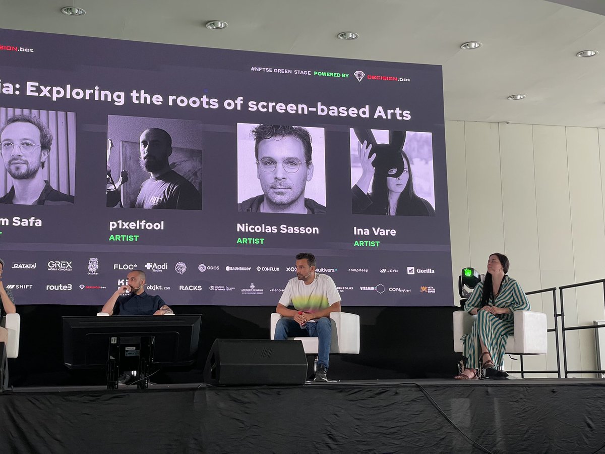 Thank you for oportunity to talk about roots of screen-based art in Valencia @nftshoweurope Such a good times with @kerimsafa @p1xelfool @Nicolas_Sassoon and moderator @criptoescultura ❤️‍🔥🙏