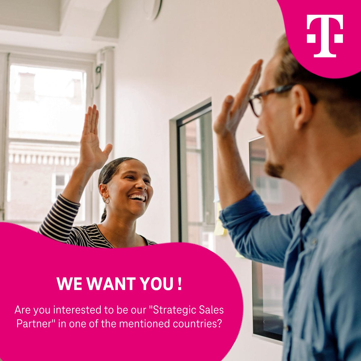 Are you interested to be our sales partner / representative in one ore more of the following countries? 
 
Argentina, Australia, Canada, China, Hongkong, India, Indonesia, Ireland, Japan, South Korea, Taiwan, Thailand and United Arab Emirates.
 
We are the Telco no 1 in Europe