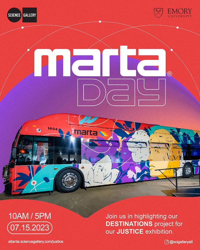📢 Join us for MARTA Day on Sat. 7/15, part of <a href="/scigalleryatl/">Science Gallery Atlanta</a> JUSTICE season! 
⏲️ 10 am - 5 pm
Panel: 1 - 2 pm with Sanithna Phansavanh, <a href="/floydintl/">Floyd Hall</a>, &amp; Jacob Vallo from MARTA
🎟️ #Free RSVP: bit.ly/3rjlazp
📍Pullman Yards, <a href="/scigalleryatl/">Science Gallery Atlanta</a> 
225 Rogers Street NE, Atlanta