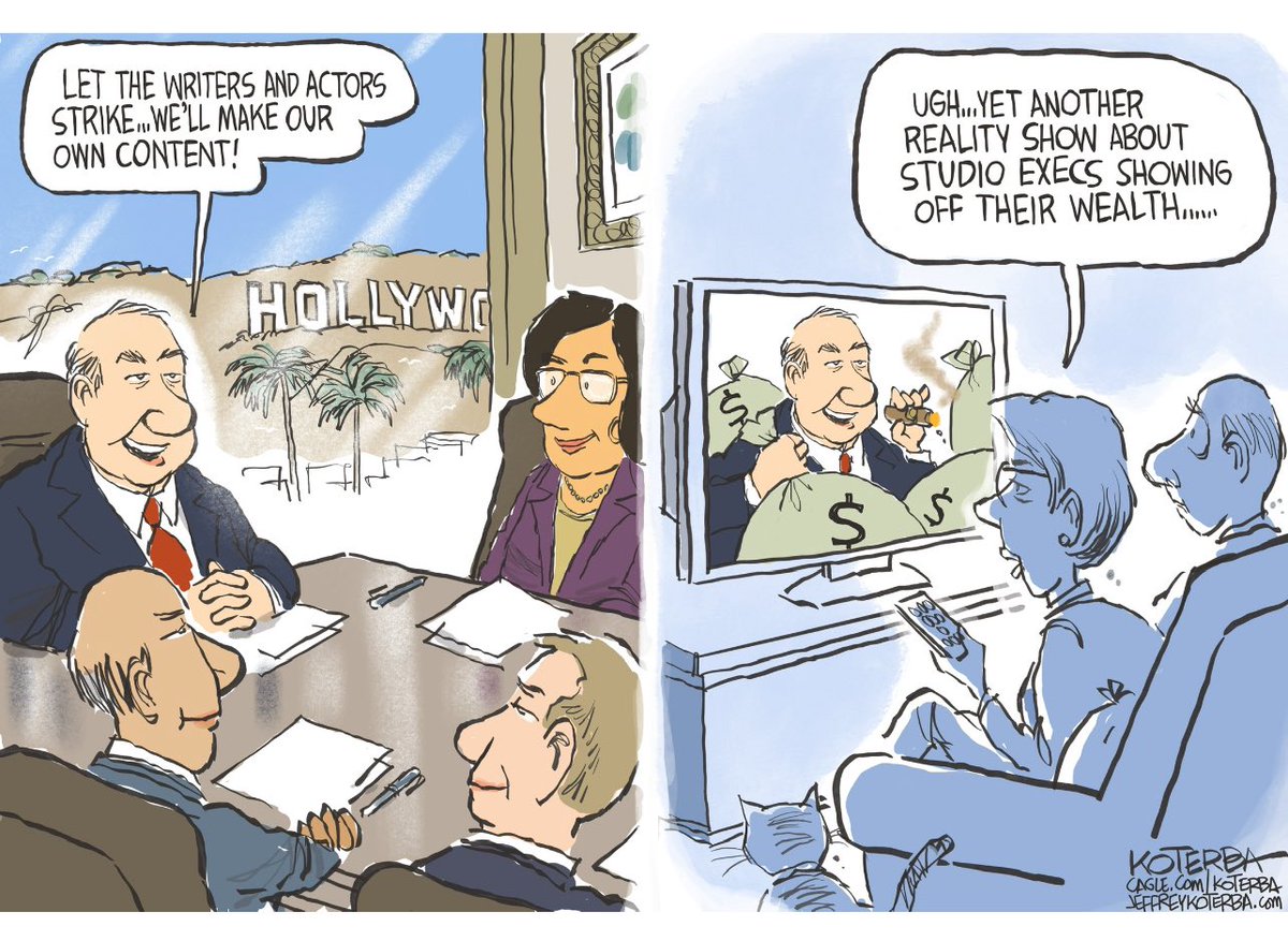 jeffrey koterba (@jeffreykoterba) on Twitter photo This cartoon created thanks to my wonderful sustaining supporters on Patreon.
Support my creative work here: patreon.com/jeffreykoterba
#SAGAFTRA <a href="/sagaftra/">SAG-AFTRA</a> <a href="/WGAWest/">Writers Guild of America West</a> <a href="/WGAEast/">Writers Guild of America East</a> This cartoon created thanks to my wonderful sustaining supporters on Patreon.
Support my creative work here: patreon.com/jeffreykoterba
#SAGAFTRA <a href="/sagaftra/">SAG-AFTRA</a> <a href="/WGAWest/">Writers Guild of America West</a> <a href="/WGAEast/">Writers Guild of America East</a>
