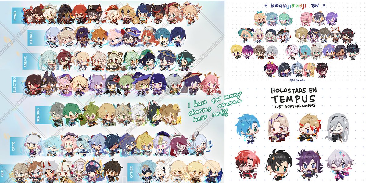 [RT appreciated❤️]

Shop updated with preorders for new charms+designs that went out of stock at cons!! 

Follow + RT to be entered into a giveaway for any 5 charms of your choosing. 

Link below!

#GenshinImpact #原神 #orv #hsr #NIJISANJI_EN #HoloTEMPUS