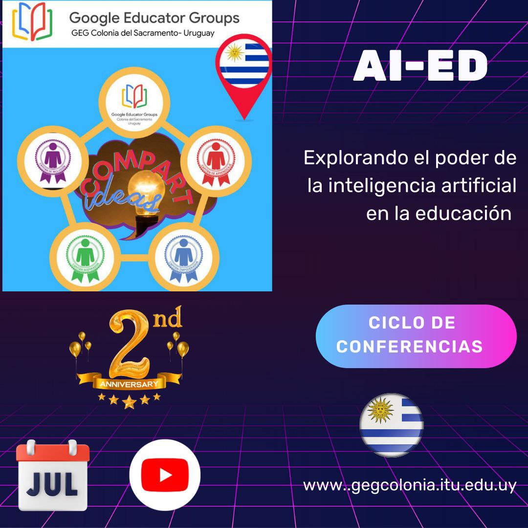 Gegcolonia Cumple2 años y lo festeja con un ciclo de conferencias acompaña enviando , un tips, una idea, un consejo, una ponencia lo que tu desees sobre inteligencia artificial , te dejamos este formulario para que seas parte  forms.gle/J9pDnEVTbd7d9J…
