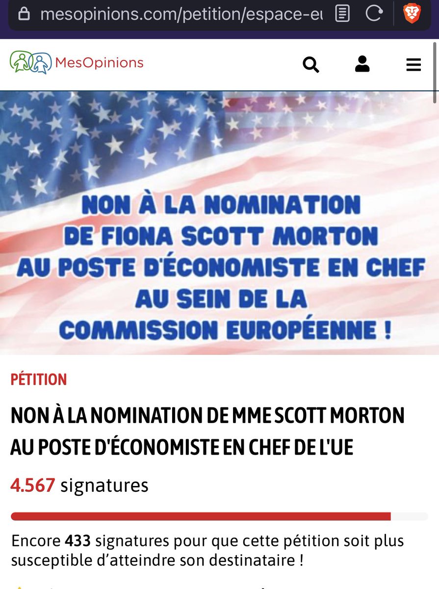 gchampeau's tweet photo. On pouvait craindre que la pétition lancée par @faure_t pour contester la nomination d’une Américaine au poste très sensible d’économiste en chef à la concurrence de la Commission européenne ne réunisse qu’un microcosme d’activistes opposés aux Gafam. Mais en quelques heures elle compte déjà plus de 4500 signataires 👍 La défense de l’indépendance de l’Europe est un sujet qui préoccupe beaucoup de monde https://t.co/FG75piYykQ