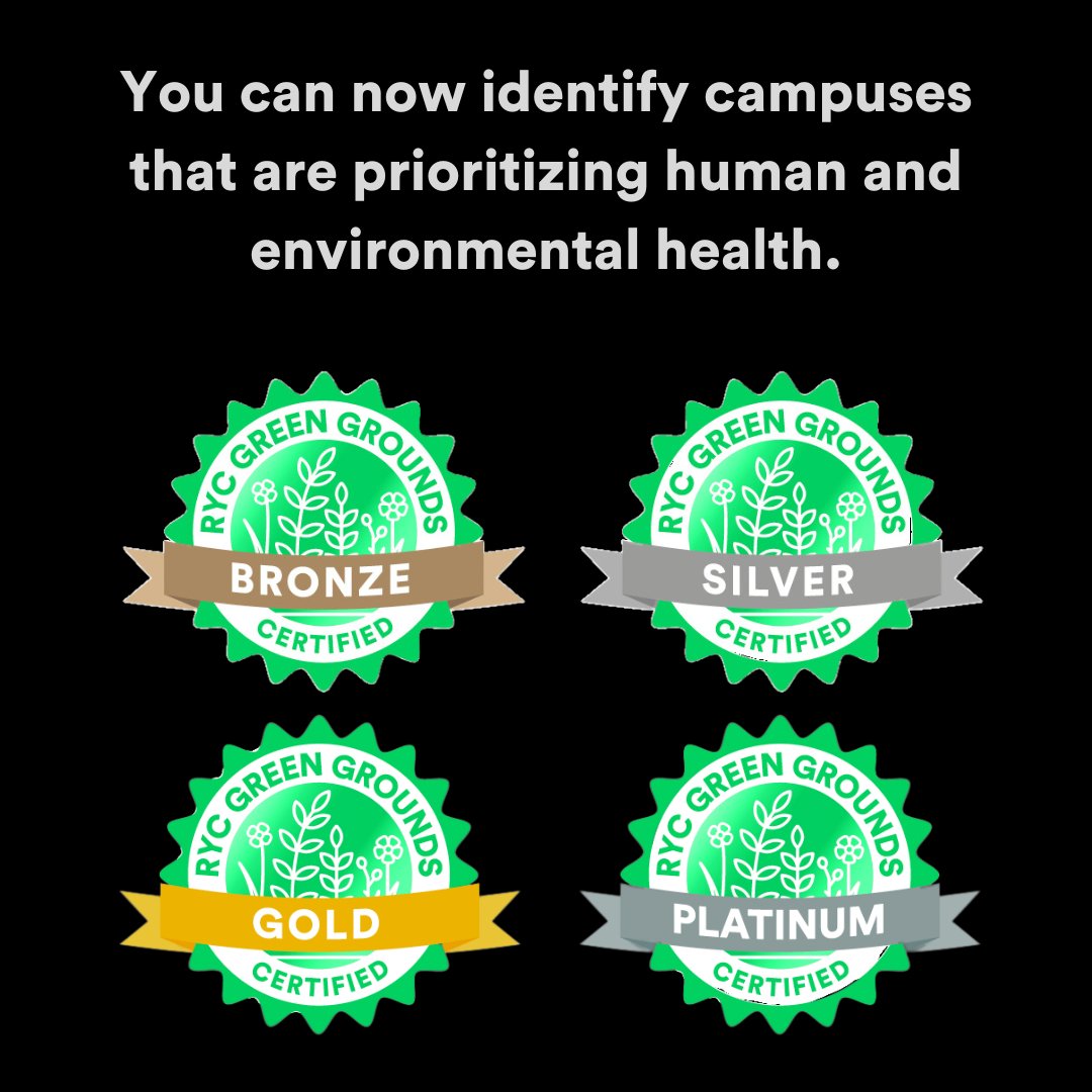 rewildcampus's tweet photo. Introducing a new way for you to identify campuses that  prioritize human + environmental health: our Green Grounds Certification. This certification will recognize schools pioneering the transition to organic land care and help others join the movement! https://t.co/kajp4nA0ee https://t.co/gukDSbaqE8