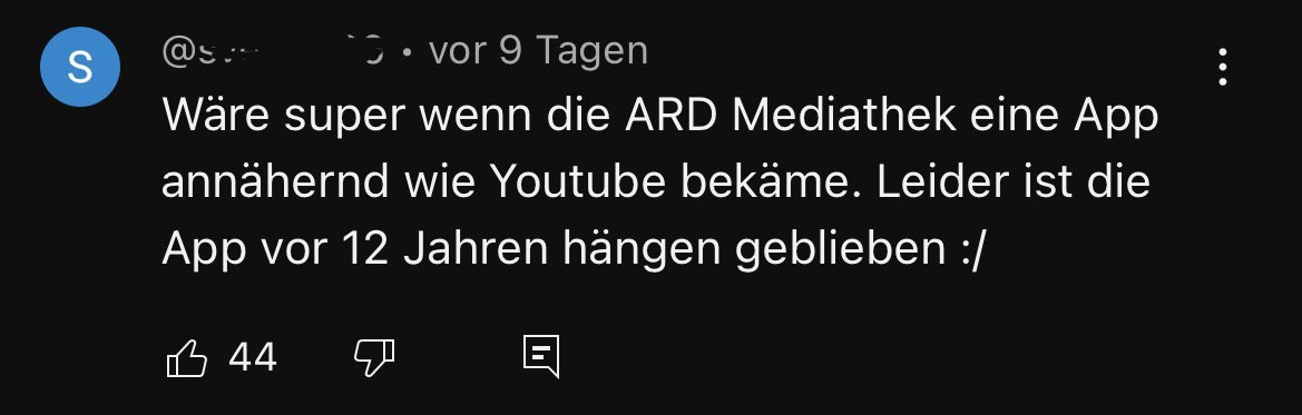 In der ARD Mediathek gibt’s immer mehr guten Content. Yay! Aber was bringt’s, wenn sie offenbar technisch das Tempo nicht mitgehen kann, wie die Kommentare bei “Lohnt sich das?” auf YouTube zeigen …