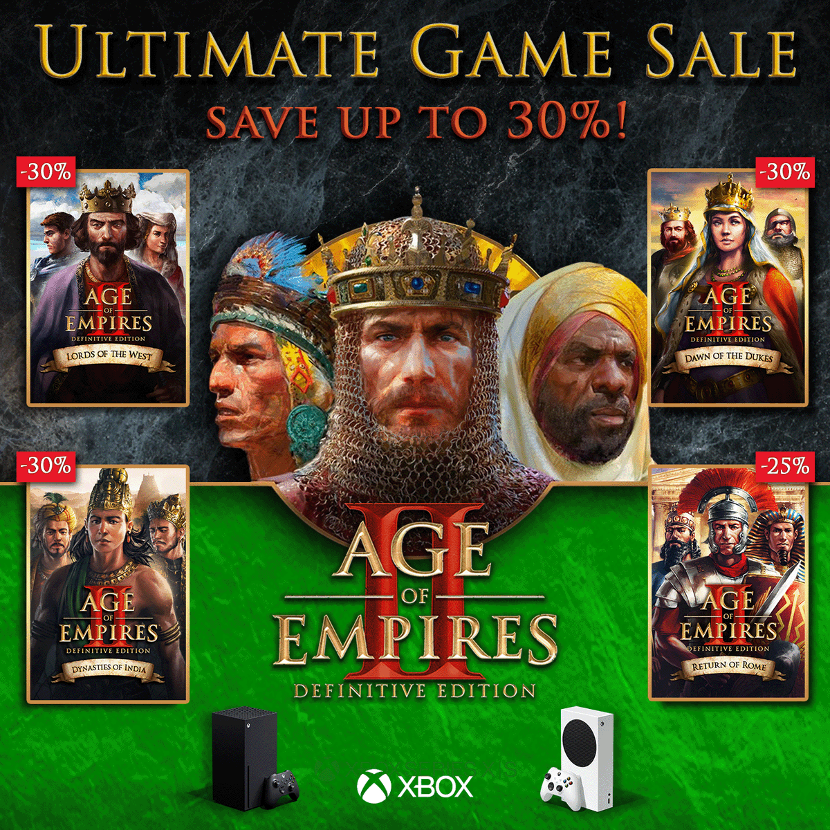 Show off your strategy skills on Xbox with Age of Empires II: Definitive Edition in the Ultimate Game Sale! 🎮 ⚔️ Grab the base game and its DLC at their best price yet from now until July 31st. 

🛒 bit.ly/44HsvY0