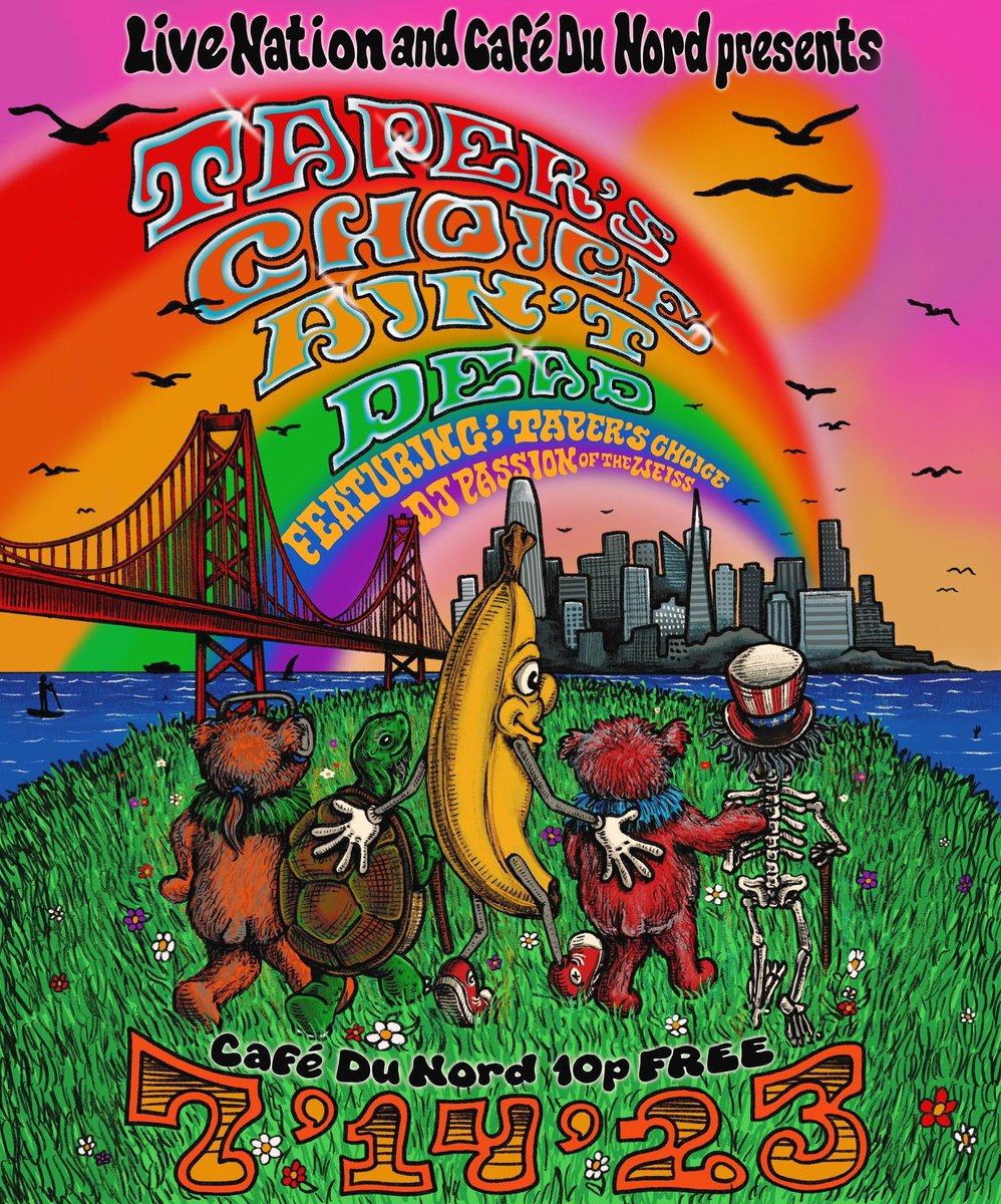 Passionweiss's tweet photo. Tonight in SF 

Brilliant psychedelic squalls from @taperschoice and me spinning Bay Area rap (and various psychedelic squalls). 

A free show at Cafe du Nord. The only post-Dead show where you will hear "Ayo for Yayo." 

The choice is yours https://t.co/AyuTtfIdGV