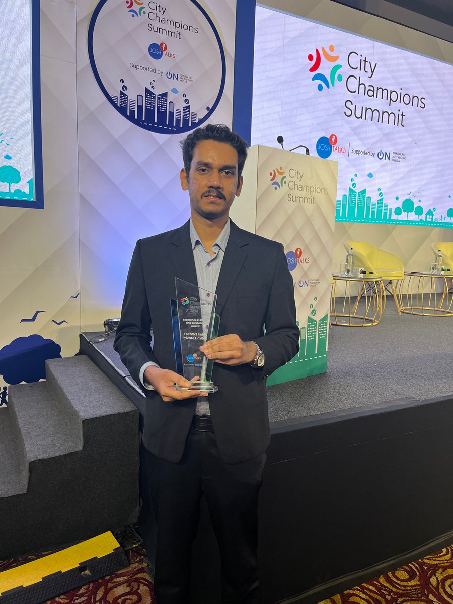 Once again we made it 🎉
Out of 1500+ nominations, @Saafwater was awarded the Excellence in Water and Sanitation Award in the #CityChampionsSummit 2023 organised by <a href="/JoshTalksLive/">Josh Talks</a>, supported by <a href="/on_india/">Viral mode on India</a> 

We dedicate this award to our AMAZING TEAM that's constantly innovating!