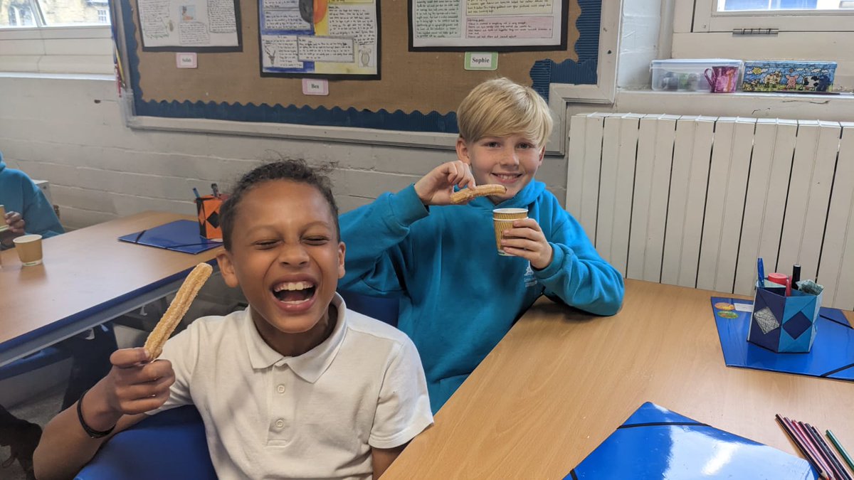spsprimary's tweet photo. Year 6 Spanish club in SPS Champions University enjoyed a tasty treat of churros con chocolate this afternoon, courtesy of Charlotte's mum Estela of @MiskiMex. Gracias y Delisioso! 🇪🇸 https://t.co/ZRf76p83Nw