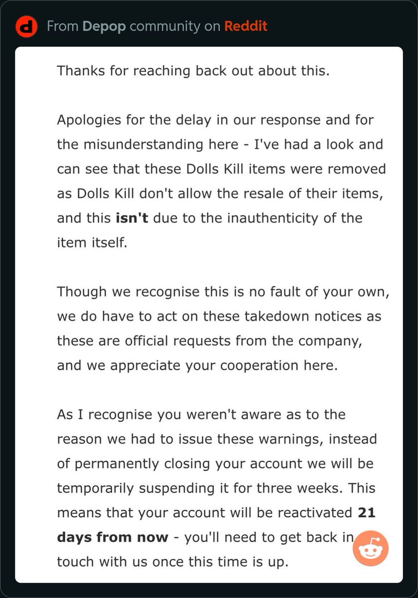 I’m sorry but it’s absolutely OUTRAGEOUS that Dolls Kill don’t allow their clothing to be resold on Depop / Vinted. 

I’m actually gagging, they’d rather their polyester crap go to landfill than have their life be prolonged by selling onto someone else. It’s actually staggering!?
