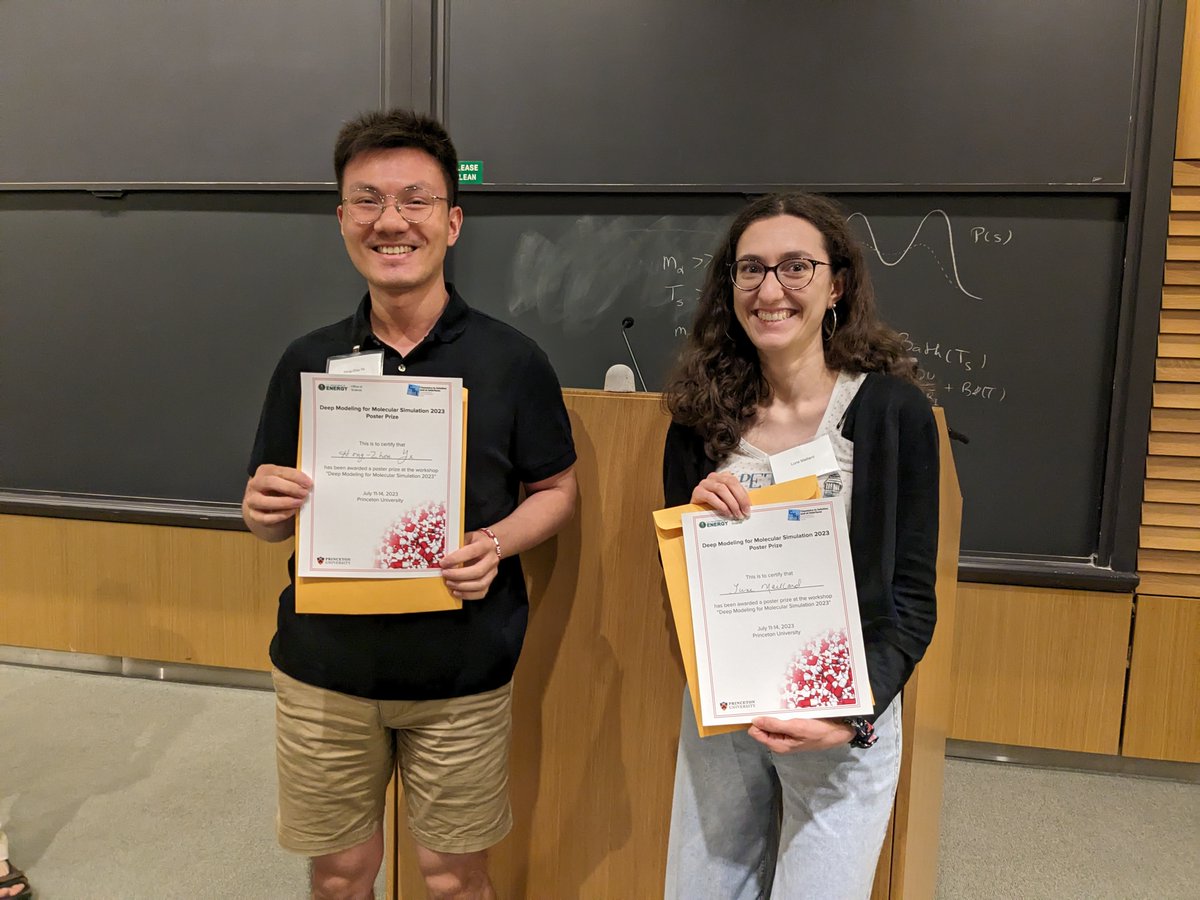 CSI CCSC (@ccsccsi) on Twitter photo Congratulations to Hong-Zhou Ye and Lune Maillard for winner the best poster prizes at the "Deep Modelling for Molecular Simulation 2023" workshop! Congratulations to Hong-Zhou Ye and Lune Maillard for winner the best poster prizes at the "Deep Modelling for Molecular Simulation 2023" workshop!