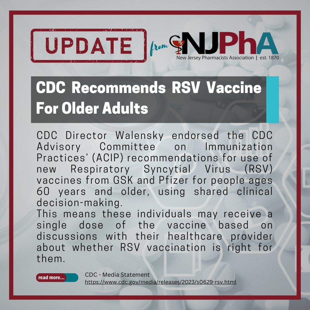 #UpdatefromNJPhA Read the full @CDC media statement here: cdc.gov/media/releases… #RSV #Vaccine #NJPhA #NJPharmacists
