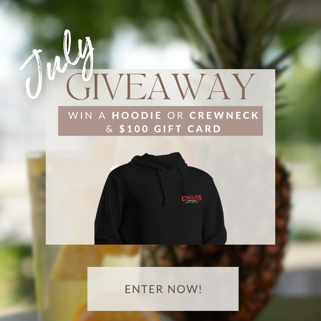 ChelosBarGrille's tweet photo. ❕ GIVEAWAY ❕
WIN: a hoodie or crewneck &amp; $100 gift card
To Enter:
- Follow @chelosbargrille
- Like this post
- Tag 2 friends in the comments

Winner will be announced on July 21st, 2023
GOODLUCK🎊

#chelos #hometown https://t.co/oozsStsEVX