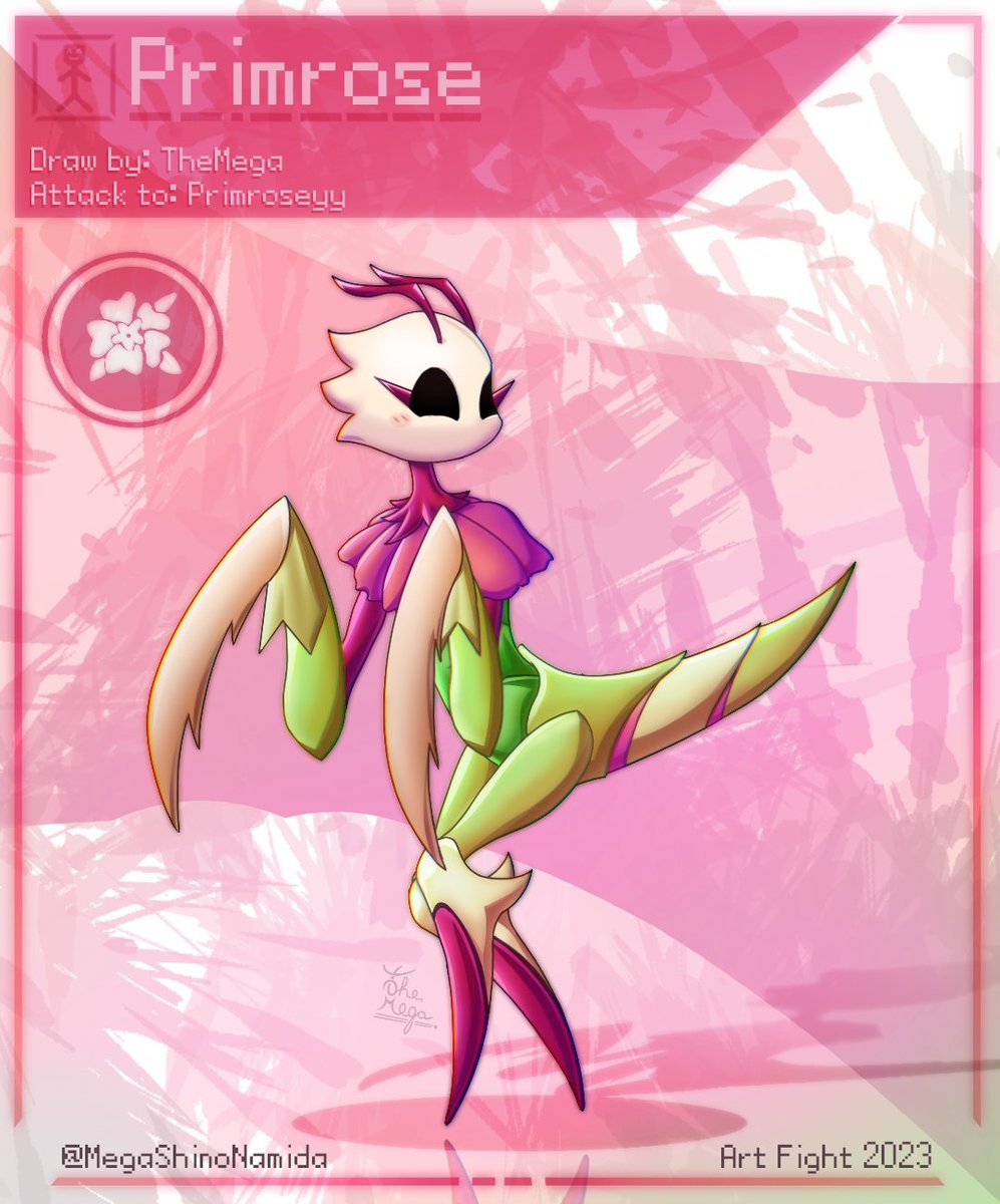 🌺Primrose🌺
#Artfight2023 - Attack #2 🪷
for: @_primroseyy_

I had seen this OC a long time ago and it seemed like a good time to draw it for the AF.
I always liked her colors and I find her really beautiful, I hope you like it.😄

#hollowknight #artfightvampires #artfight #hkoc