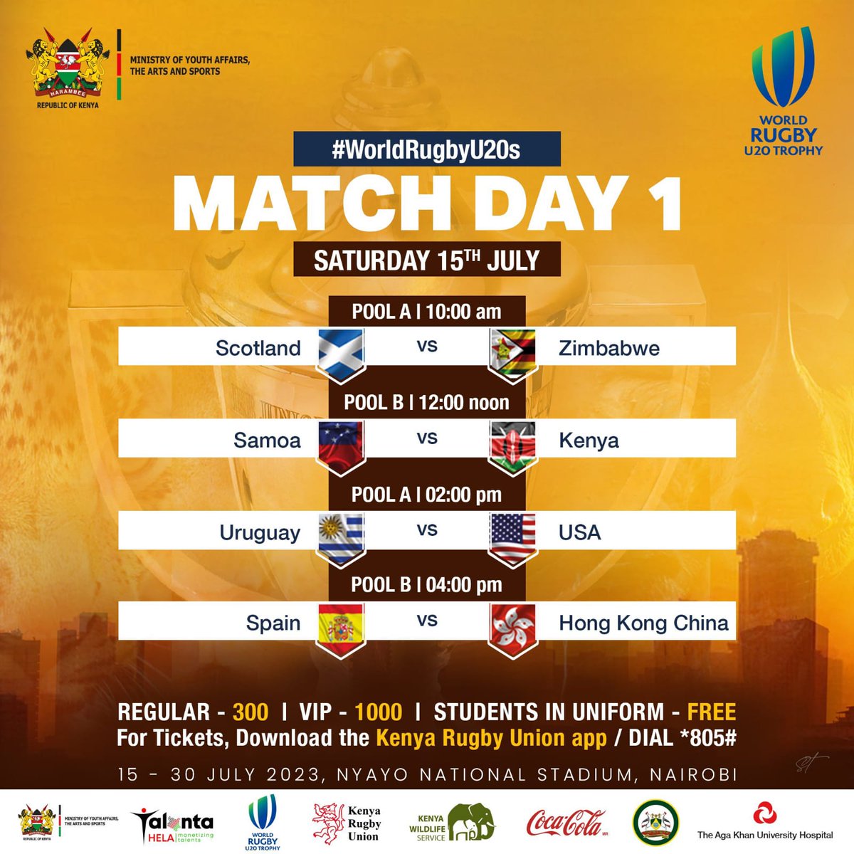 KiongoziFelix's tweet photo. Finally the D Day is here let's turn into large number at Nyayo national stadium to cheers our boys
@AbabuNamwamba
@softyoj
@LoyrdA
@chriskirwa
#teamChipu
#LetsGoChipu
#WorldRugbyU20s
#RugbyNaSherehe
#TalantaHela
#AbabuNaKazi https://t.co/IZ01ruNJ2W