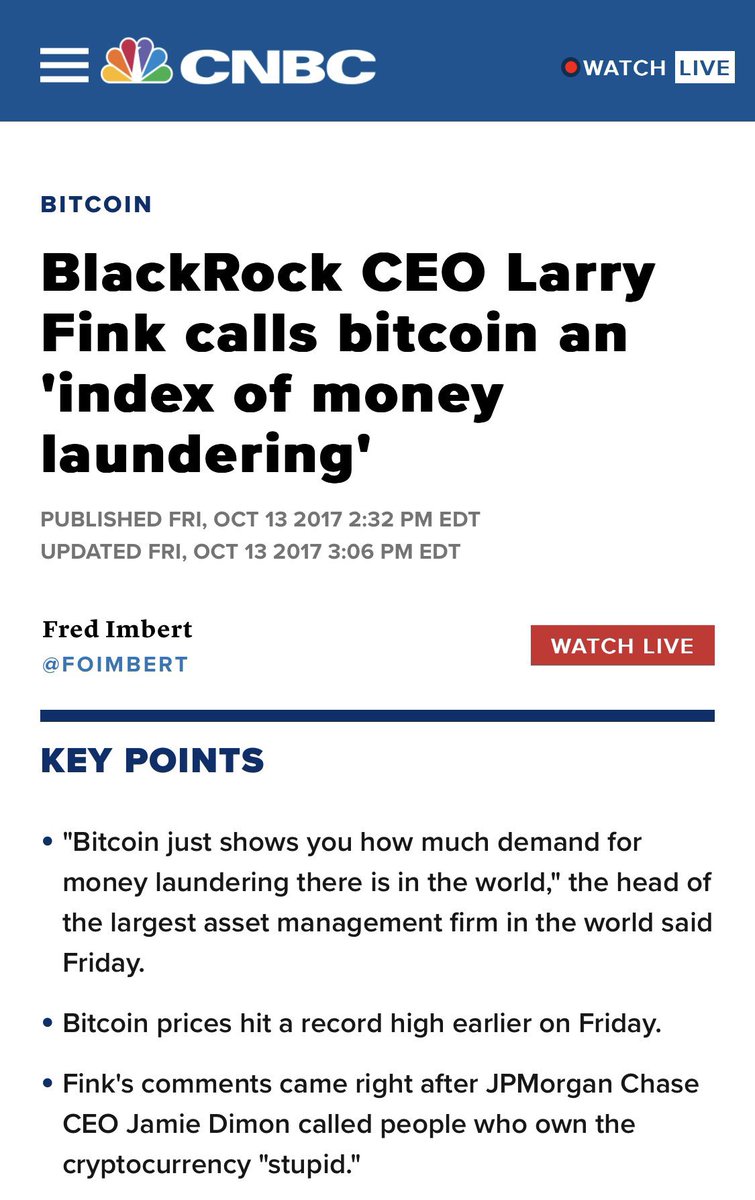 _denislam's tweet photo. BlackRock CEO:

2017: “Bitcoin is an index is money laundering”

2023: “Crypto will transcend international currencies”

🤡

https://t.co/F72qwWOFcR https://t.co/0ZJaCugxMj