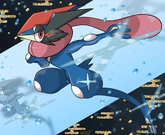 分身・水手裏剣 サトシゲッコウガ(Ash's Greninja)   #ポケモンイラスト
